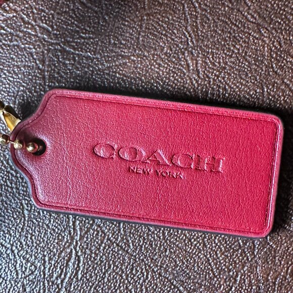 COACH Heart Crossbody Bag Signature Cherry Print Canvas CY706 Tan and Red - Picture 11 of 16
